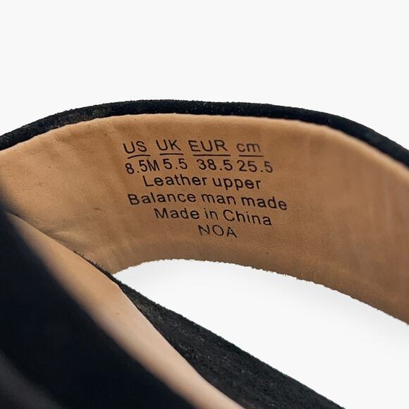 FRANCO SARTO "NOA" Suede Heeled Ankle-Strap Platform Sandals (Black | Size 8.5M) - Picture 11 of 11